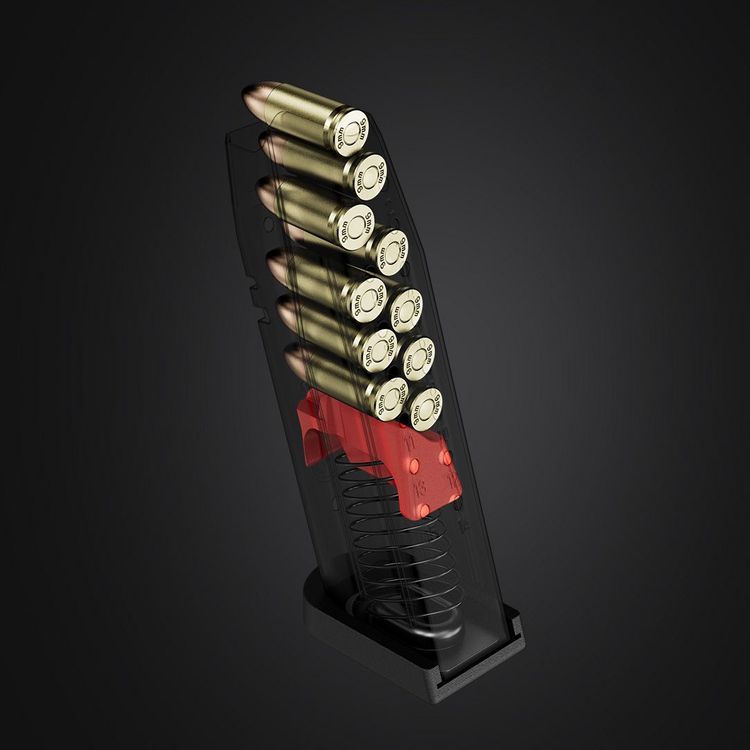 Contrasting red follower for a visible indication of an empty magazine