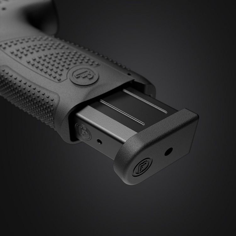 Durable polymer magazine base pads in flush-fitting or +2 extended variant.